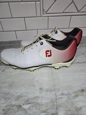 FootJoy FJ Helix Golf Shoes White Red Mens Size 11.5M Spiked